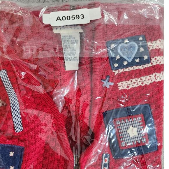 Vintage Koret City Blues Sweater Vest Womens SP PETITE Red Patriotic Flag Zip - Picture 8 of 8